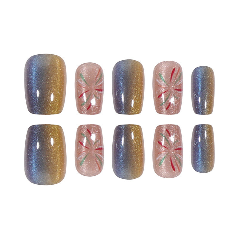 Artistic Press-On Nail Set with Decorative Patterns Kalsten