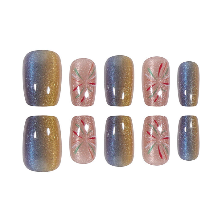 Artistic Press-On Nail Set with Decorative Patterns Kalsten