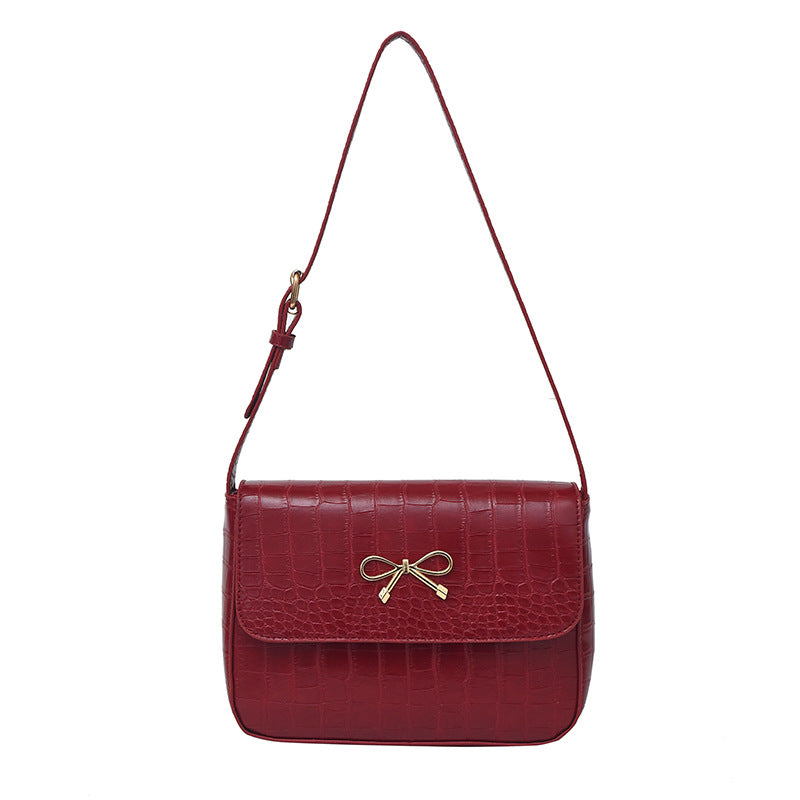 Crocodile-Textured Crossbody Handbag