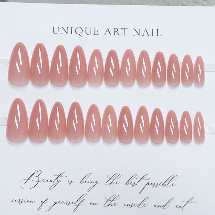 Natural Glossy Long Coffin Press-On Nails