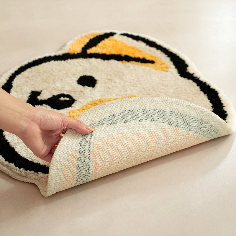 Playful children's room rug in cheese shape with soft tufting and non-slip backing