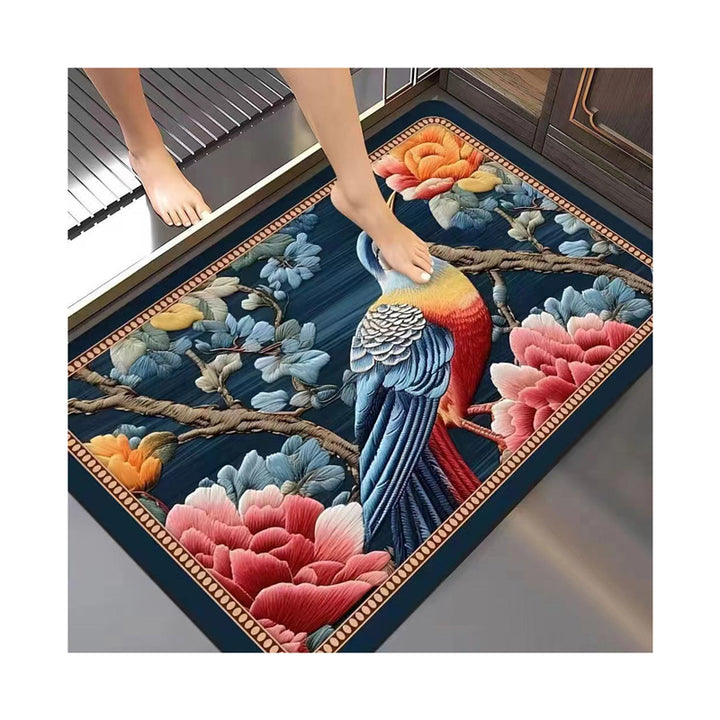 Floral-Embossed Memory Foam Bath Mat Kalsten