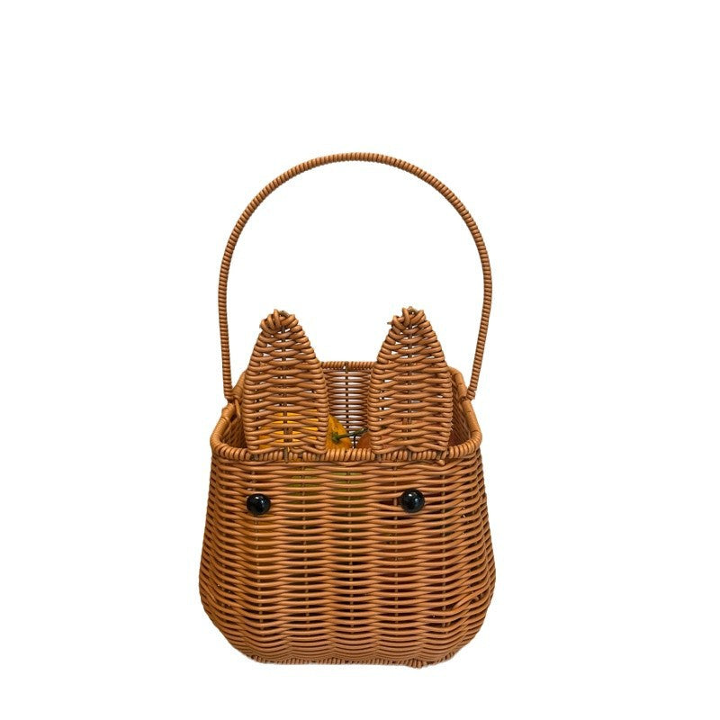 Bunny-Shaped Decorative Woven Storage Basket Kalsten