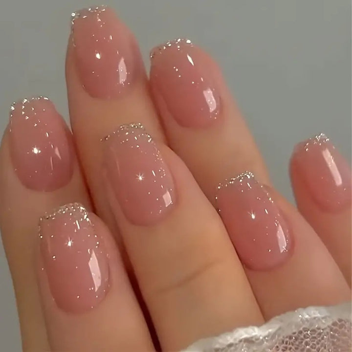 Elegant Glitter-Trimmed Nail Art Enhancements Kalsten