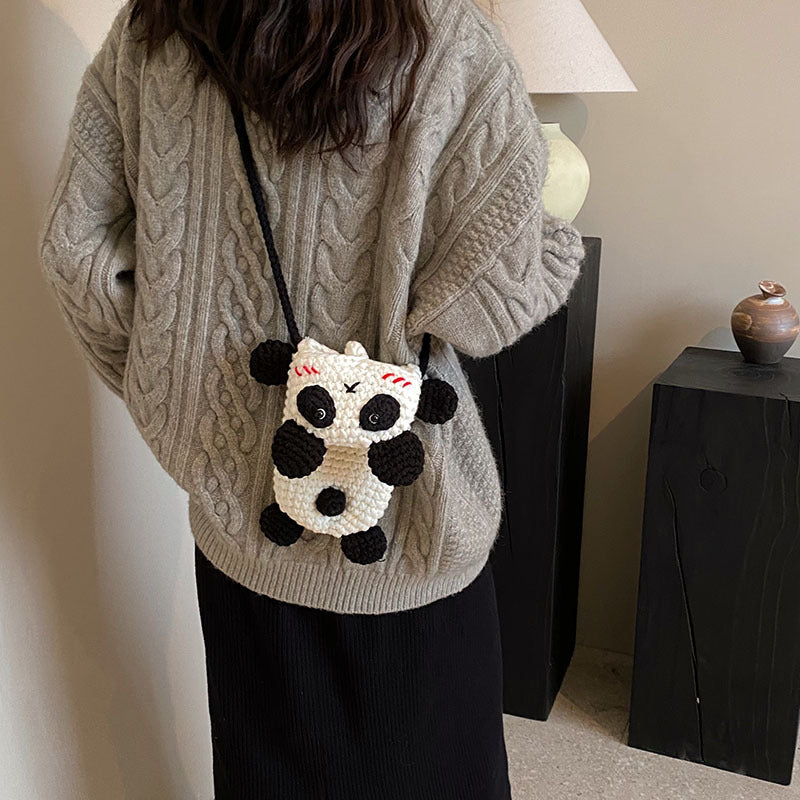 Cute Panda-Themed Crochet Mini Handbag