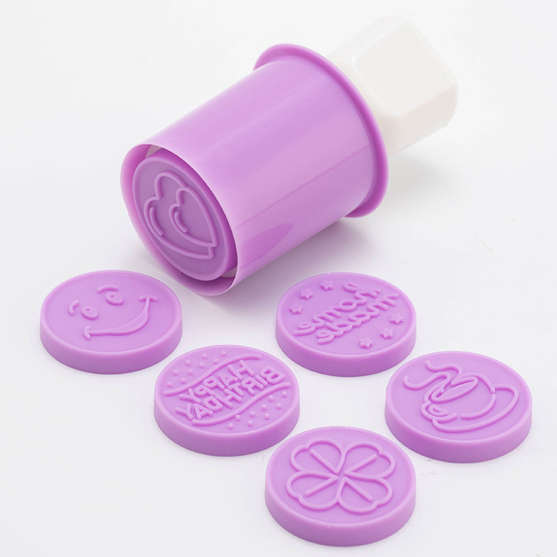 Interchangeable Round Cookie And Fondant Embossing Plunger With Multiple Patterned Silicone Discs