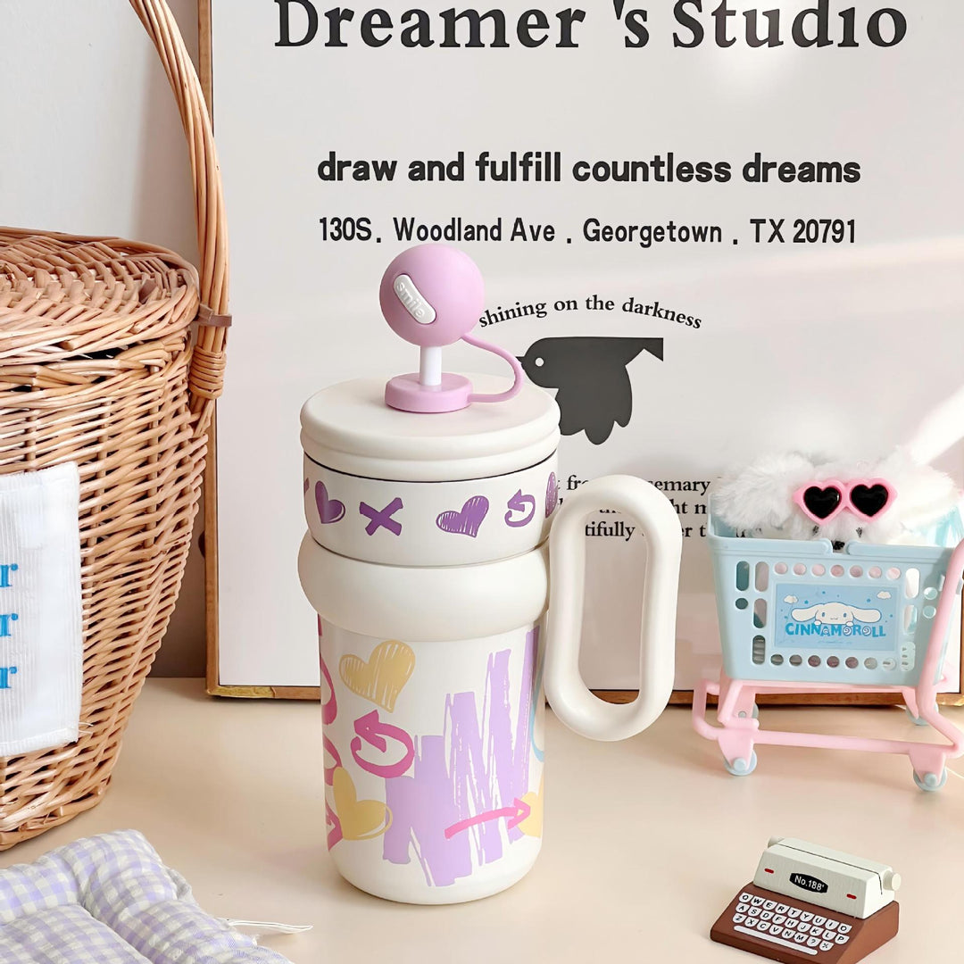 Women’s children’s drinking cup with integrated straw and playful design Kalsten