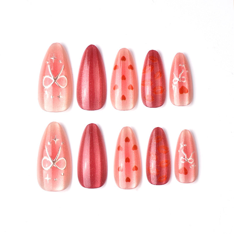 Premium Heart-Themed Press-On Nail Art Set