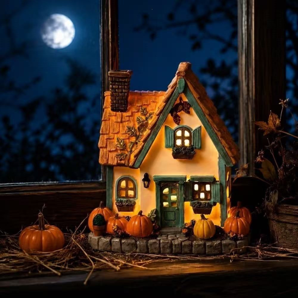 Decorative Autumn-Themed House Figurine Kalsten