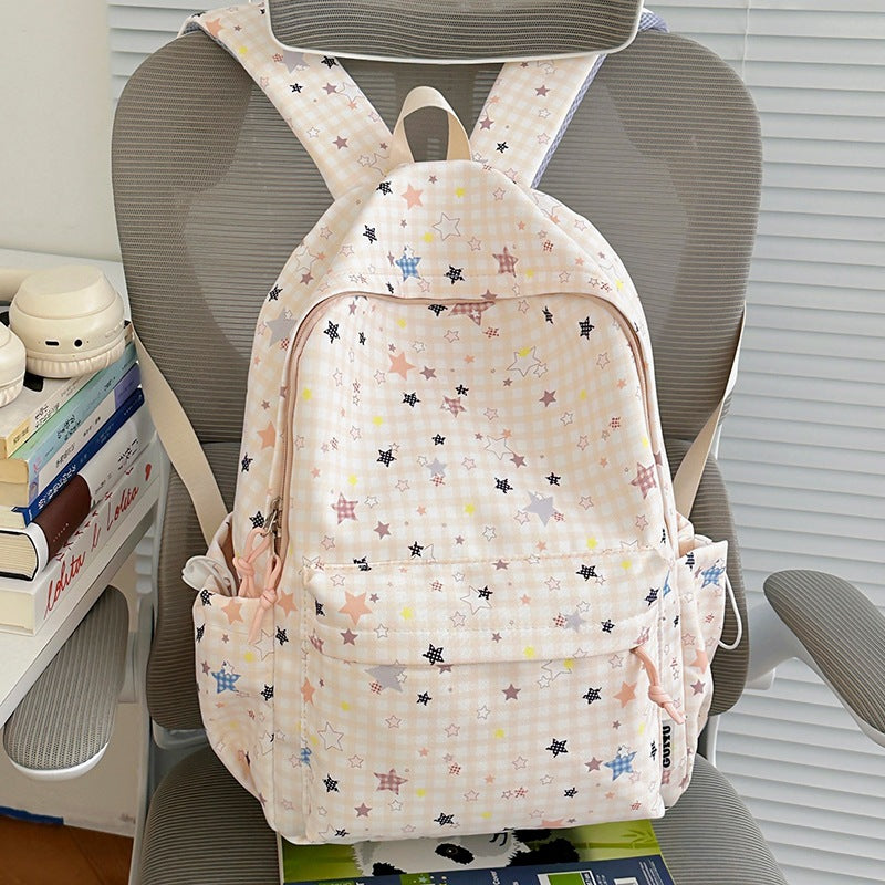 Stylish Checked Star-Patterned Backpack Kalsten