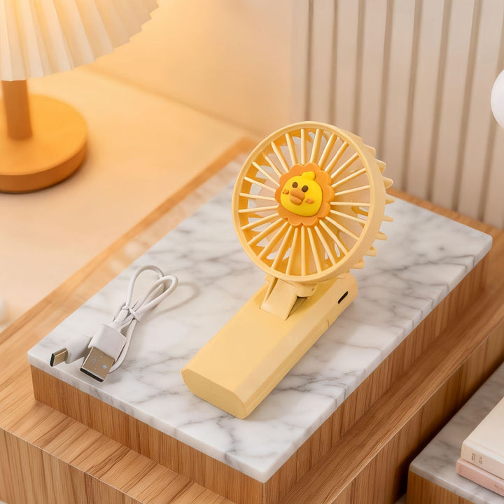 Women's Portable Mini Handheld Fan with Cute Lion Design Kalsten