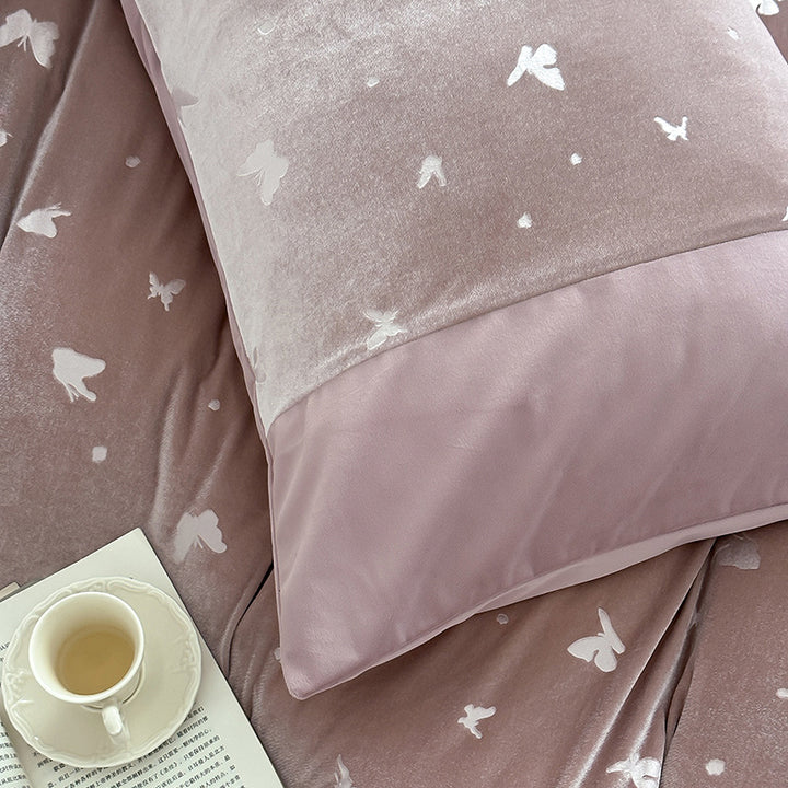Luxurious bedding set with silk matte finish and butterfly jacquard