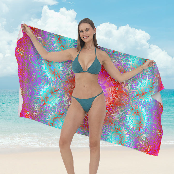 Beach towel with vibrant tropical plant motif Kalsten