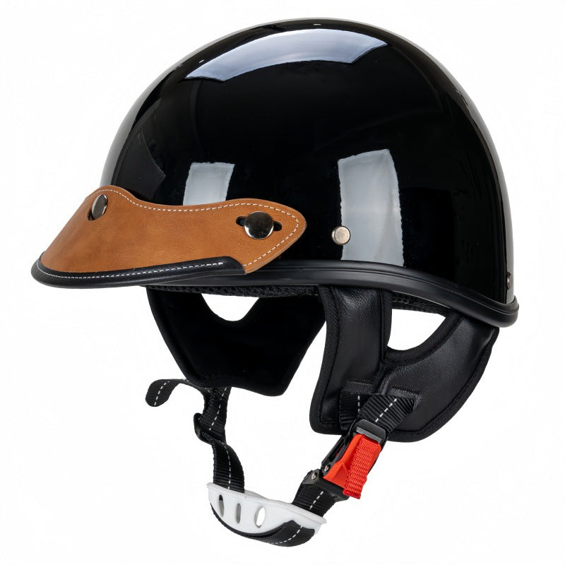 Vintage Leather-Trimmed Motorcycle Helmet Kalsten