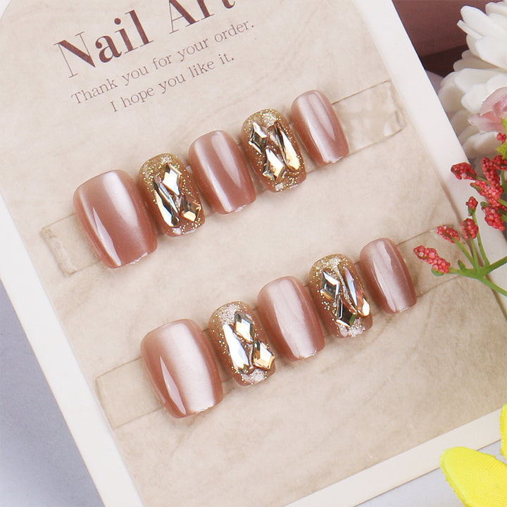 Glamorous Press-On Nail Art Set with Rhinestone Accents Kalsten