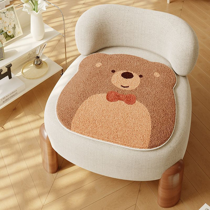 Scalloped-Edge Low-Pile Absorbent Accent Area Rug with Puppy Balloon Motif
