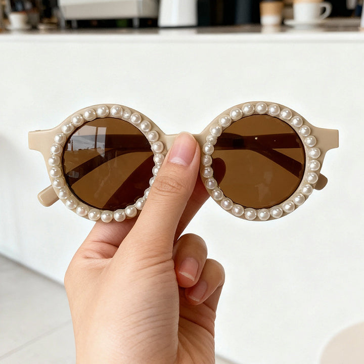 Elegant Pearl-Embellished Round Sunglasses Kalsten