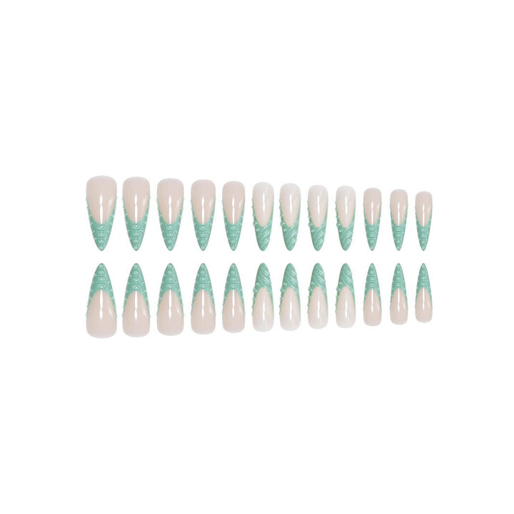 Artistic Stiletto Press-On Nail Design with 3D Shell Accents Kalsten