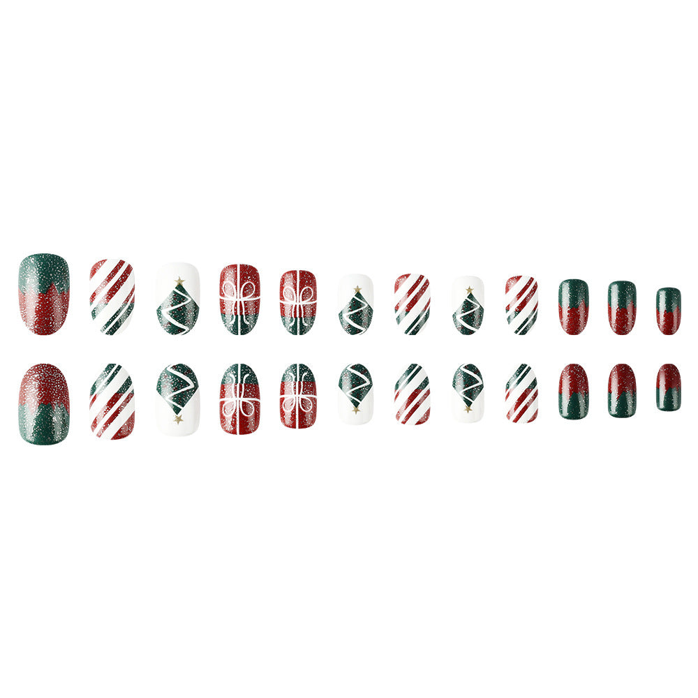 Festive Christmas-Themed Press-On Nail Art Kalsten
