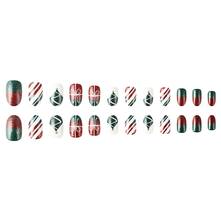 Festive Christmas-Themed Press-On Nail Art Kalsten