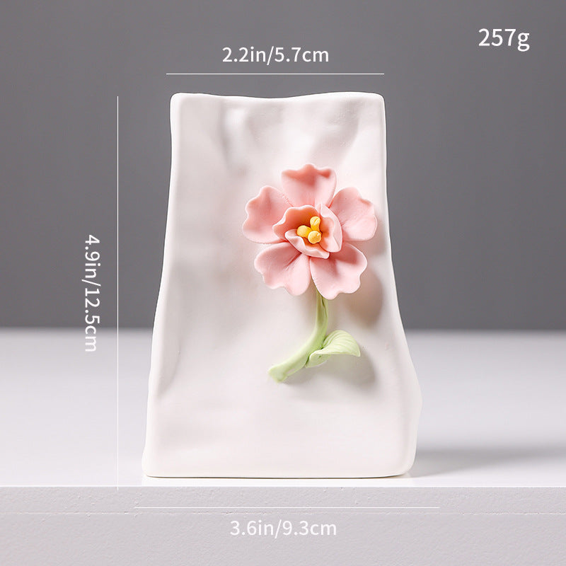 Decorative Floral Relief Ceramic Vase Kalsten