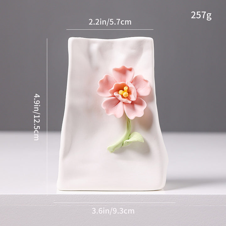Decorative Floral Relief Ceramic Vase Kalsten