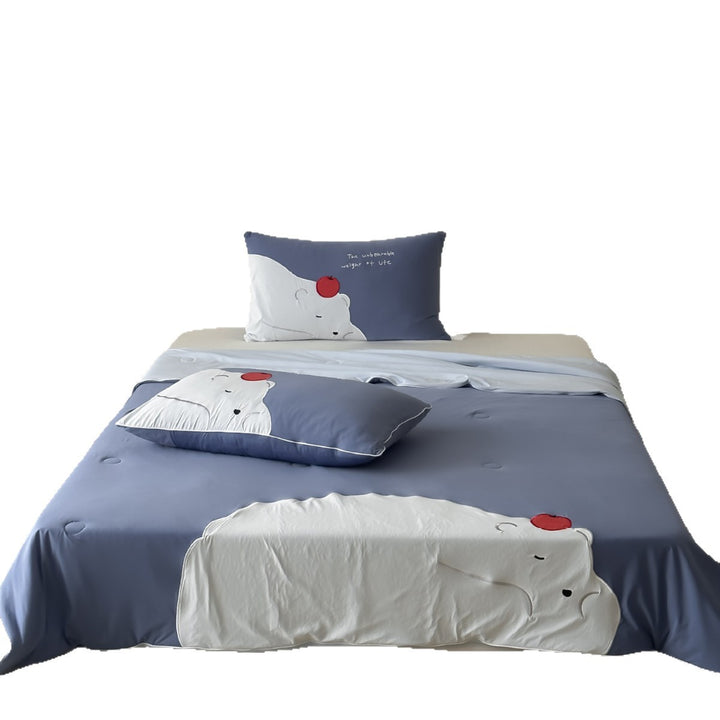Cotton jersey bedding set with large dog appliqué