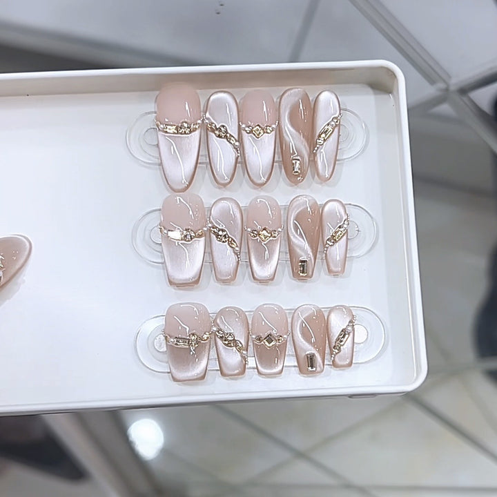 Stylish Rhinestone-Accented Press-On Nail Set Kalsten