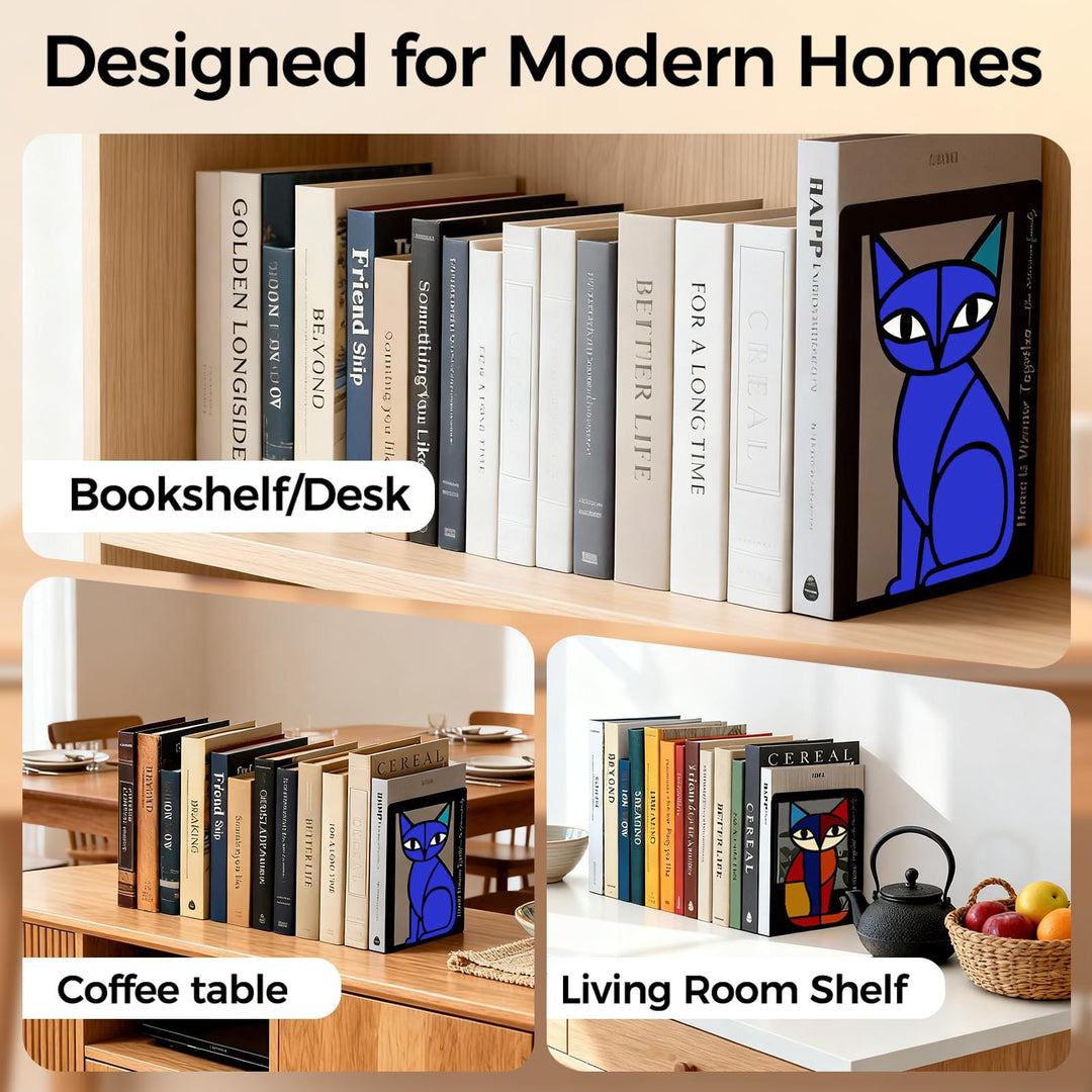 Artistic Cat Shaped Bookends