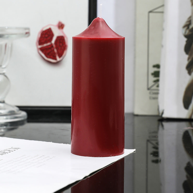 Hand-Poured Decorative Pillar Candle with Sculpted Tapered Top