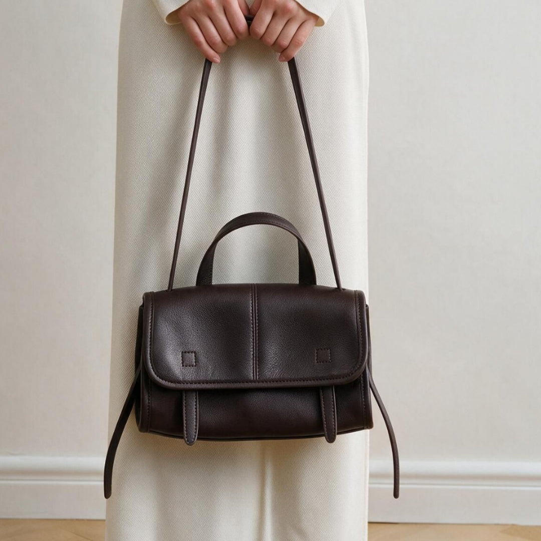 Structured Pebbled Top-Handle Flap Satchel Crossbody
