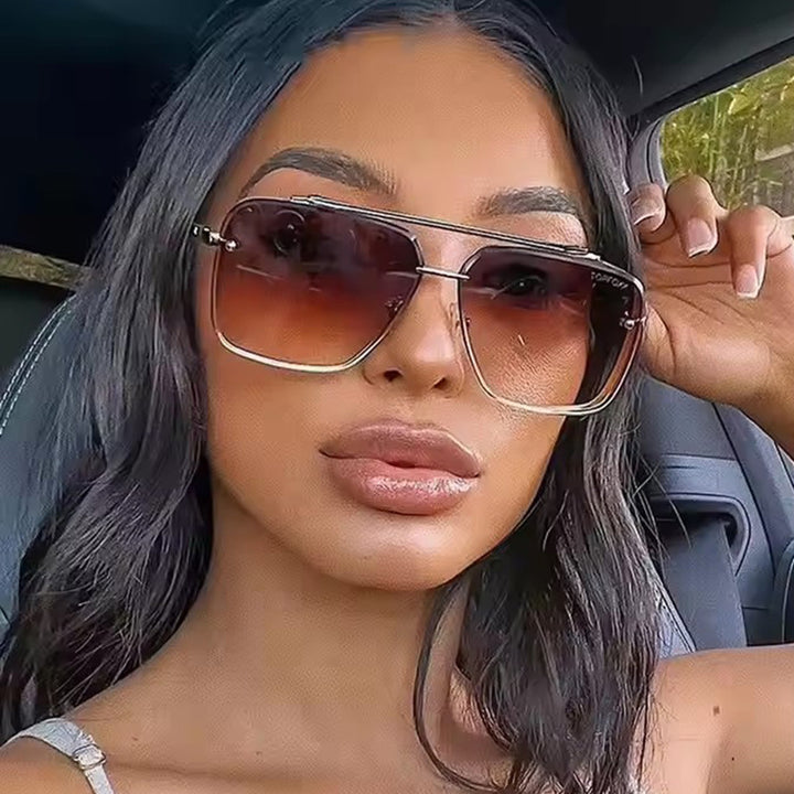 Women square sunglasses with protective lenses and modern metal frame Kalsten