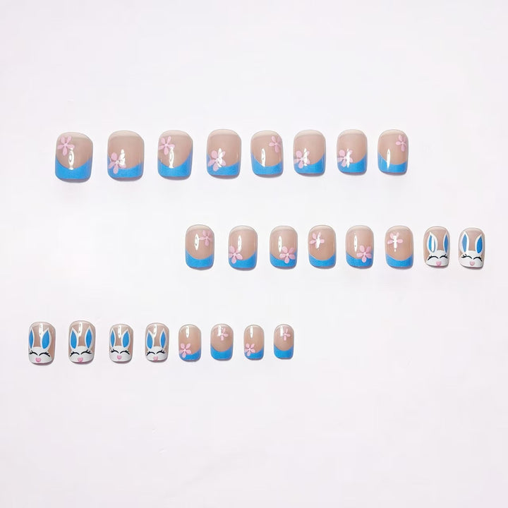 Creative nail art with cheerful bunny and flower pattern Kalsten