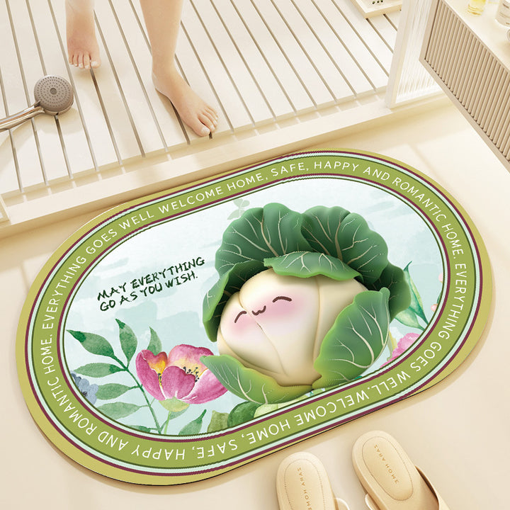 Whimsical Cabbage-Themed Welcome Mat Kalsten