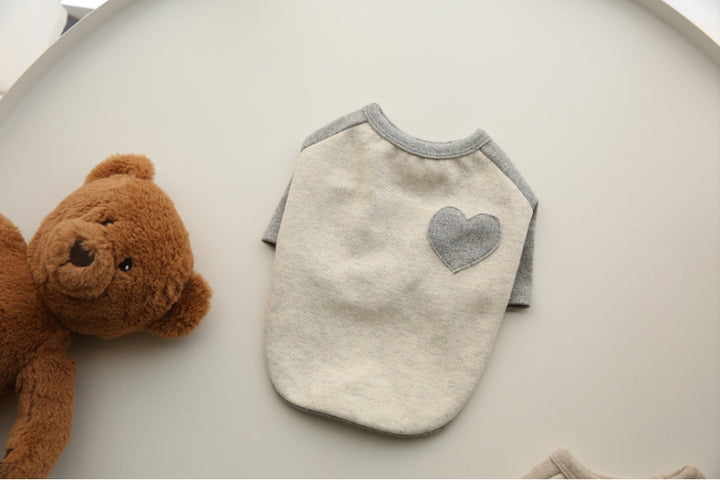 Small Dog Cotton Fleece Tee with Heart Patch