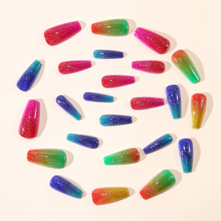 Vibrant Glitter Gradient Acrylic Nail Art Extensions Kalsten