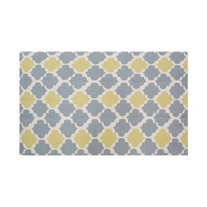 Flat woven washable table runner made of easy-care cotton-polyester blend with Moroccan ornament pattern