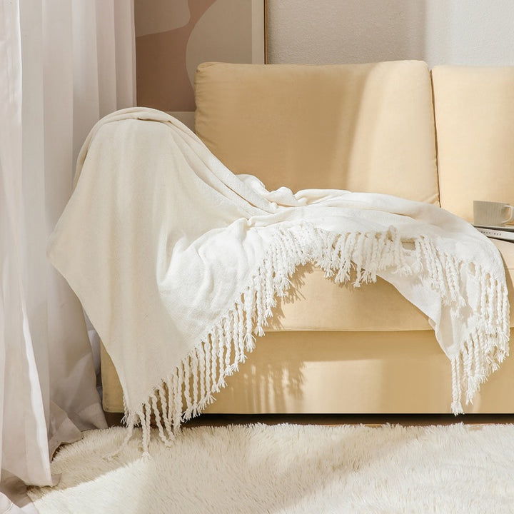 Elegant Fringe Throw Blanket Kalsten
