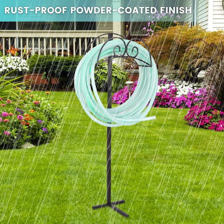 ornate wrought iron outdoor garden hose stand with rustproof powder-coated finish Kalsten