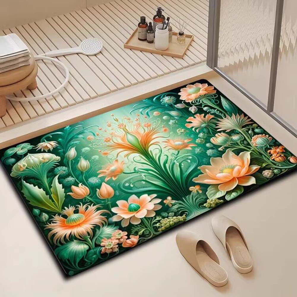 Floral Design Bath Mat