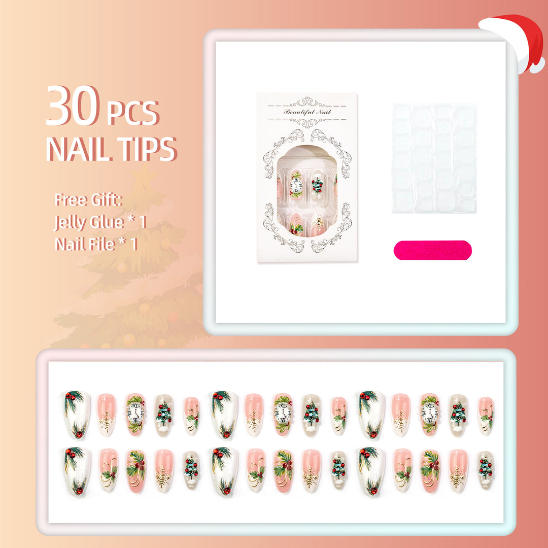 Festive Holiday-Inspired Press-On Nail Art Set
