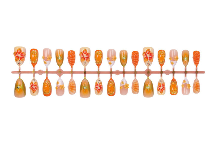 Acrylic nail set with cheerful flower and glitter details Kalsten