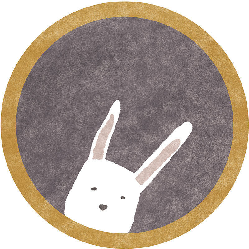 Cute Rabbit-Themed Round Area Mat