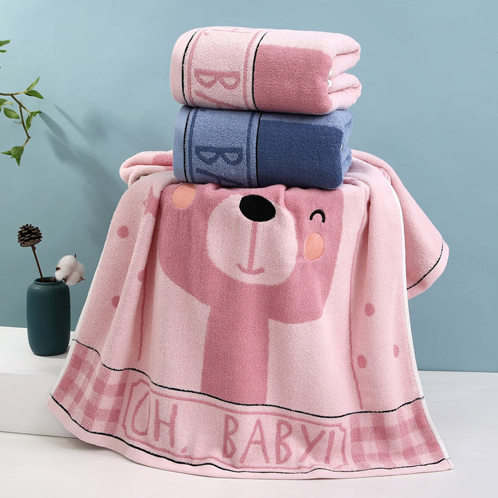 Cozy Terry Bath Towel With Cute Bear Motif Kalsten