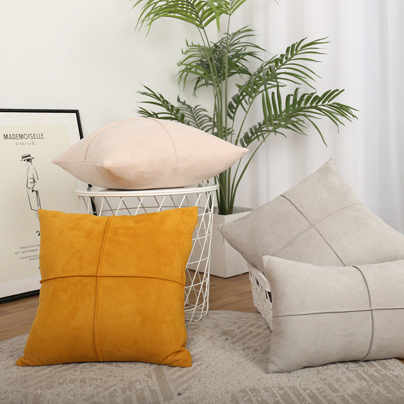Decorative Suede-Look Cross-Seam Throw Pillow Set with Removable Covers
