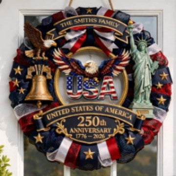Unisex nan patriotic anniversary commemorative circular resin wall plaque with high-relief eagle Liberty Bell and Statue of Liberty personalization Kalsten