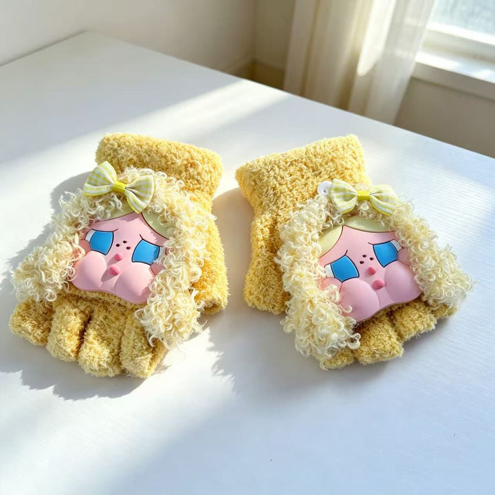 Cute Plush Character Fingerless Gloves Kalsten