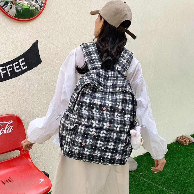Stylish Multi-Pocket Plaid Backpack Kalsten