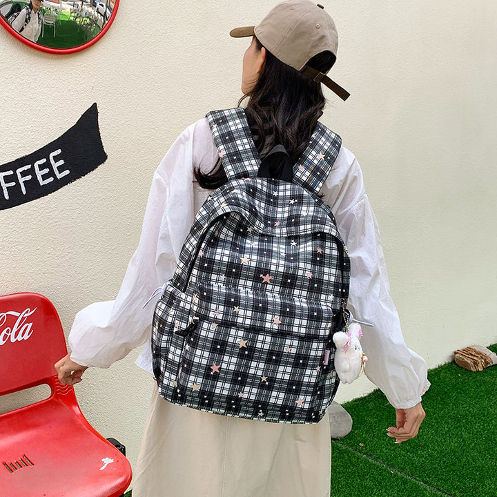 Stylish Multi-Pocket Plaid Backpack Kalsten