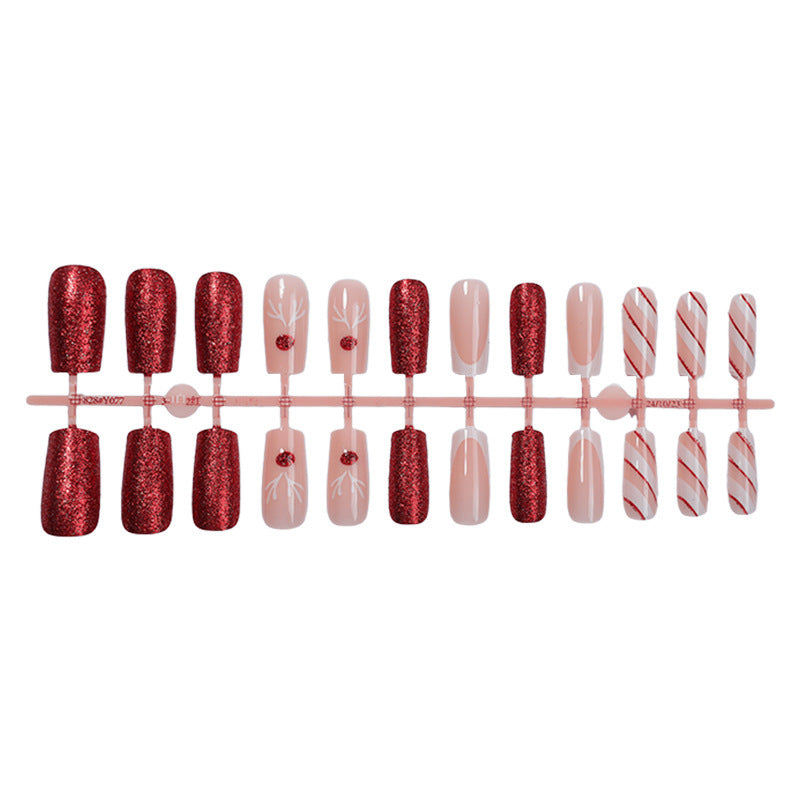 Artificial nail set with sparkling glitter and festive accents Kalsten